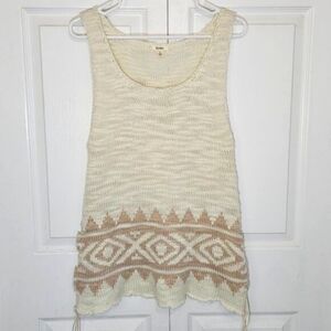 Dylan Open Knit Sweater Tank Top‎ Medium Southwestern Leather Laced Western